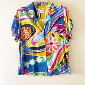 Vintage JAMS WORLD Short Sleeve Button Down Top